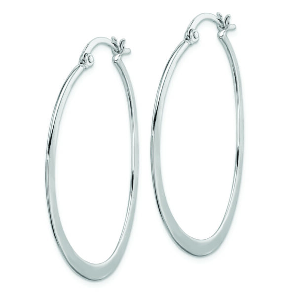 Sterling Silver Rhodium-plated Polished Oval Hoop Earrings - Image 2