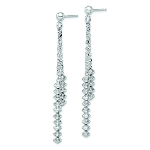 Sterling Silver Rhodium-plated Polished Beaded Post Dangle Earrings - Image 2