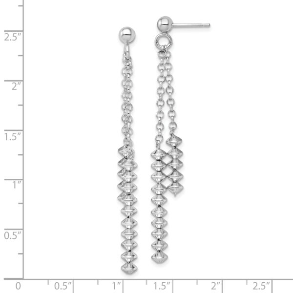 Sterling Silver Rhodium-plated Polished Beaded Post Dangle Earrings - Image 3