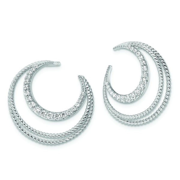 Sterling Silver Rhodium-plated CZ Fancy Post Earrings - Image 2