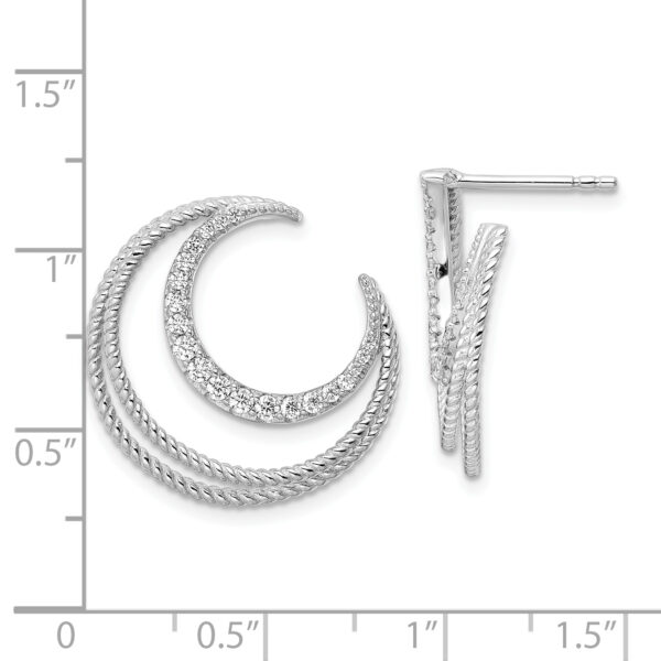 Sterling Silver Rhodium-plated CZ Fancy Post Earrings - Image 3