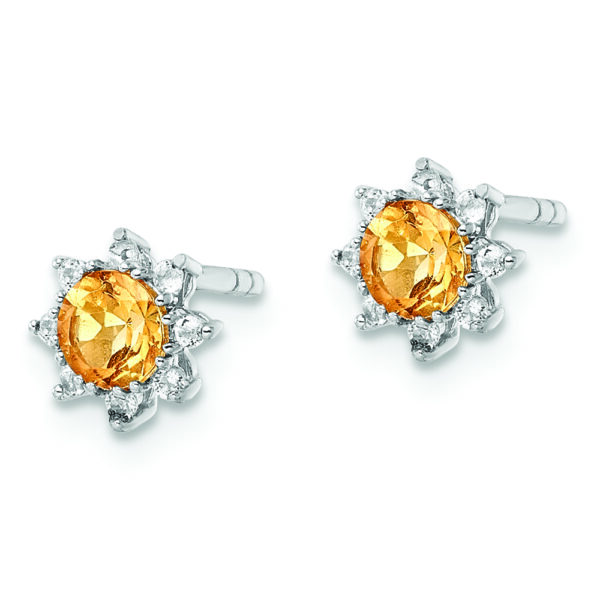 Sterling Silver RH .5CI Citrine & .1WT White Topaz Post Earrings - Image 2