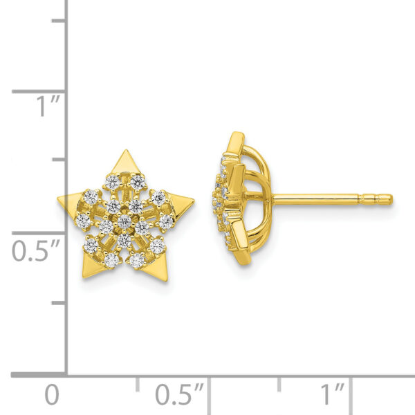 Sterling Silver CZ Gold-tone Star Post Earrings - Image 3