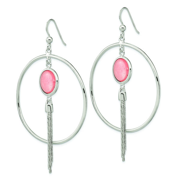 Sterling Silver Polished Dyed Agate Fancy Dangle Earrings - Image 2