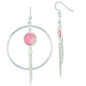 Sterling Silver Polished Dyed Agate Fancy Dangle Earrings