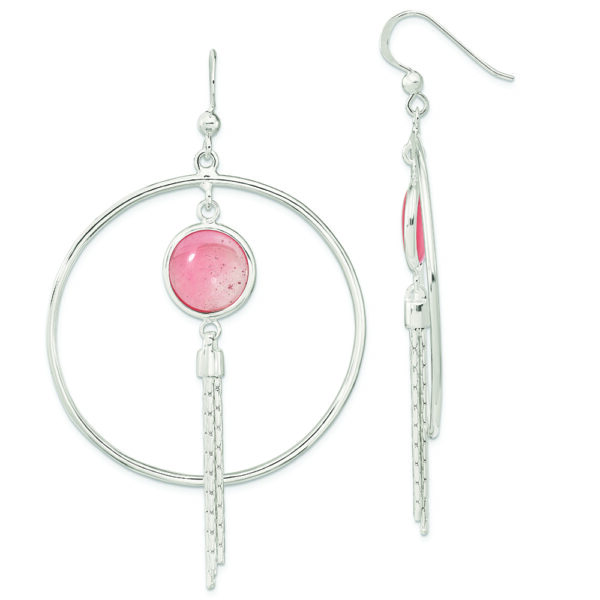 Sterling Silver Polished Dyed Agate Fancy Dangle Earrings