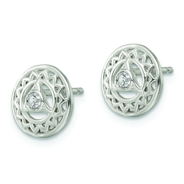 Sterling Silver CZ Throat Chakra Filigree Post Earrings - Image 2