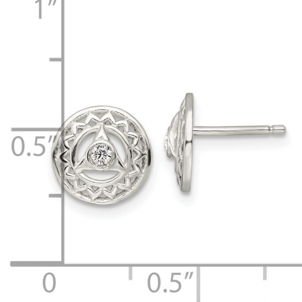 Sterling Silver CZ Throat Chakra Filigree Post Earrings - Image 3
