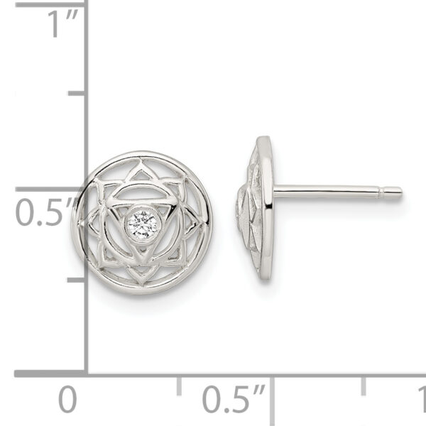 Sterling Silver CZ Solar Chakra w/Triangle Center Post Earrings - Image 3