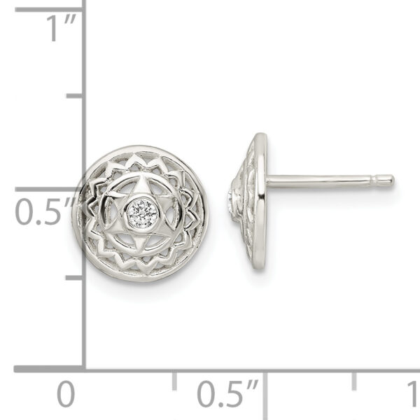 Sterling Silver CZ Heart Chakra Filigree Post Earrings - Image 3