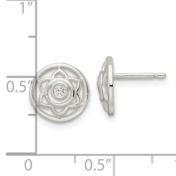 Sterling Silver CZ Lotus Chakra Filigree Post Earrings - Image 3