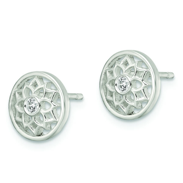 Sterling Silver CZ Crown Chakra Post Earrings - Image 2