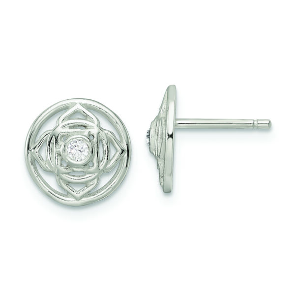Sterling Silver CZ Root Chakra Filigree Post Earrings