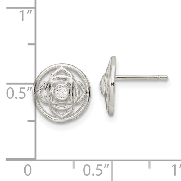 Sterling Silver CZ Root Chakra Filigree Post Earrings - Image 3