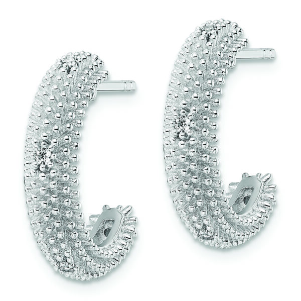 Sterling Silver Rhodium-plated CZ Post Hoop Earrings - Image 2