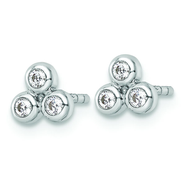 Sterling Silver RH Polished CZ Post Earrings - Image 2