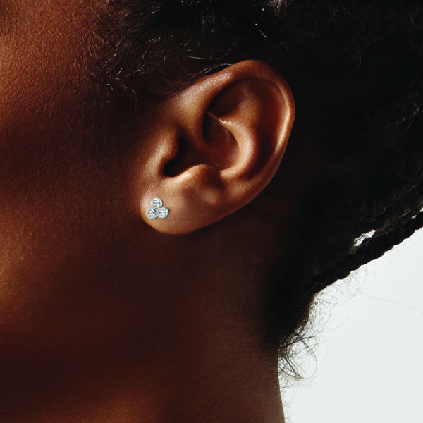 Sterling Silver RH Polished CZ Post Earrings - Image 3