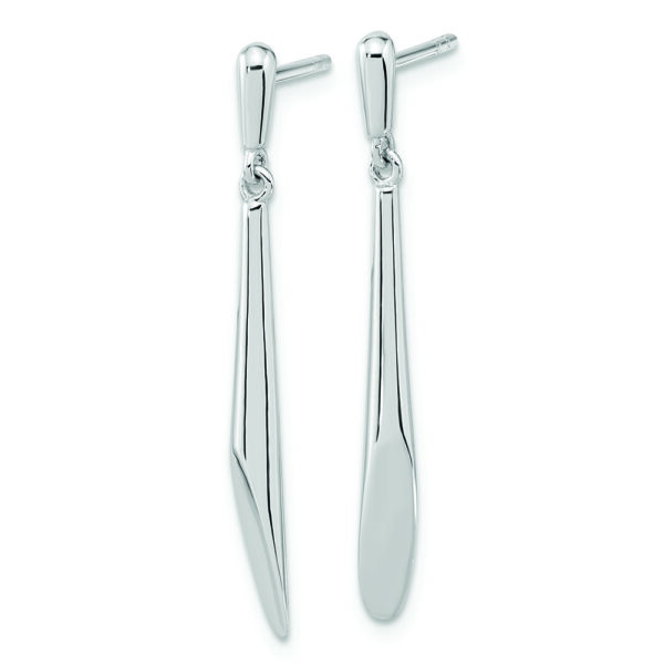 Sterling Silver Rh-plated Polished Bar Dangle Post Earrings - Image 2