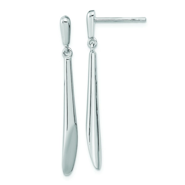 Sterling Silver Rh-plated Polished Bar Dangle Post Earrings