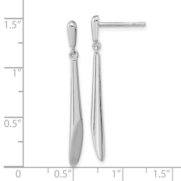 Sterling Silver Rh-plated Polished Bar Dangle Post Earrings - Image 3