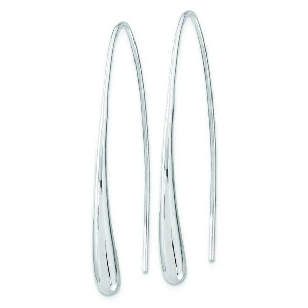 Sterling Silver Rh-Plated Polished Teardrop Threader - Image 2