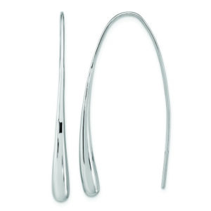 Sterling Silver Rh-Plated Polished Teardrop Threader