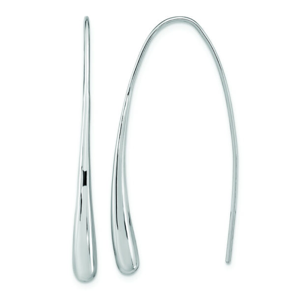 Sterling Silver Rh-Plated Polished Teardrop Threader