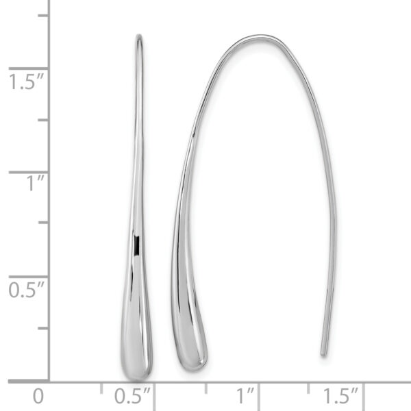 Sterling Silver Rh-Plated Polished Teardrop Threader - Image 3