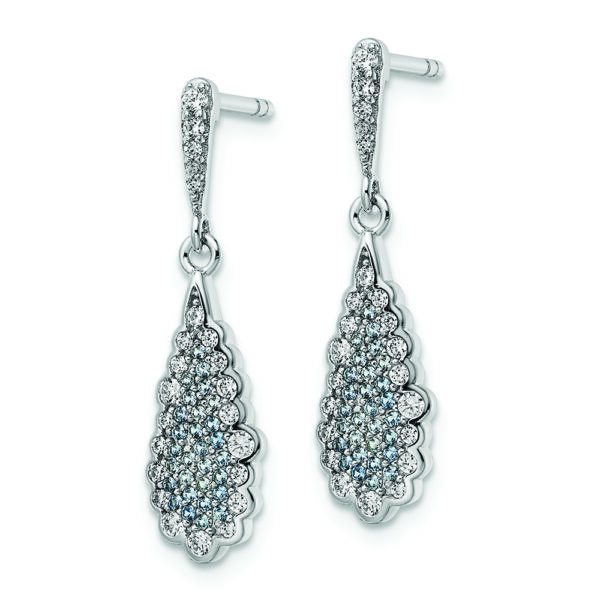 Sterling Silver Rhodium-plated CZ Teardrop Earrings - Image 2