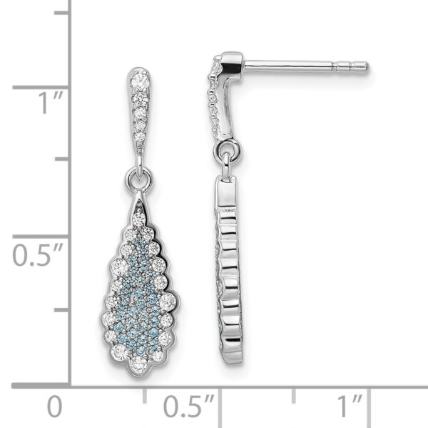 Sterling Silver Rhodium-plated CZ Teardrop Earrings - Image 3