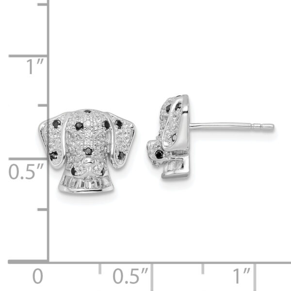 Sterling Silver Rhodium-plated Polished CZ Dalmatian Head Post Earrings - Image 3