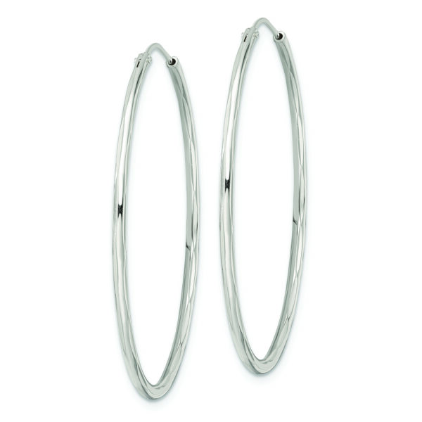 Sterling Silver Diamond-cut 1.5x40mm Endless Tube Hoop Earrings - Image 2