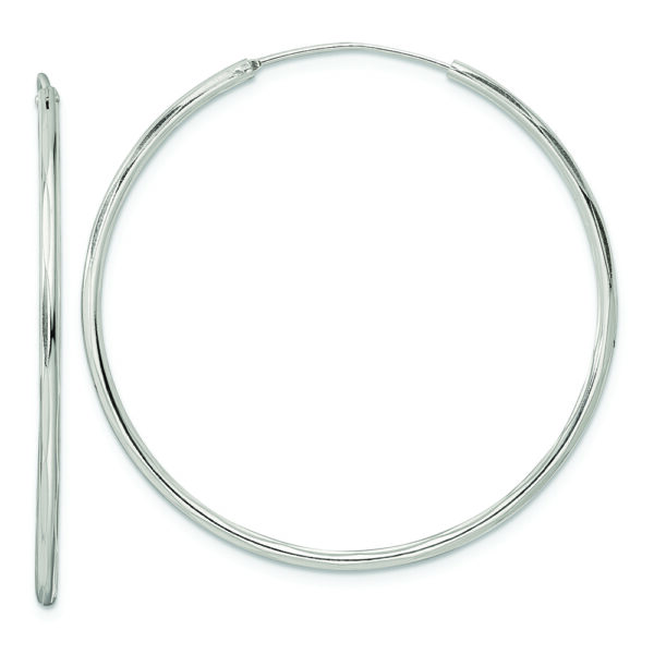 Sterling Silver Diamond-cut 1.5x40mm Endless Tube Hoop Earrings
