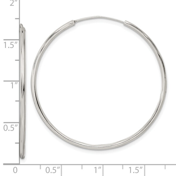 Sterling Silver Diamond-cut 1.5x40mm Endless Tube Hoop Earrings - Image 3