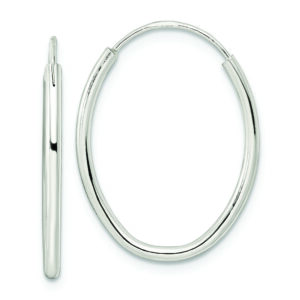 Sterling Silver Polished Endless Oval Hoop Earrings