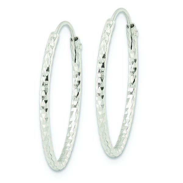 Sterling Silver Polished D/C Oval Endless Hoop Earrings - Image 2