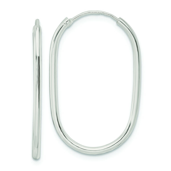 Sterling Silver Polished Endless Oblong Hoop Earrings
