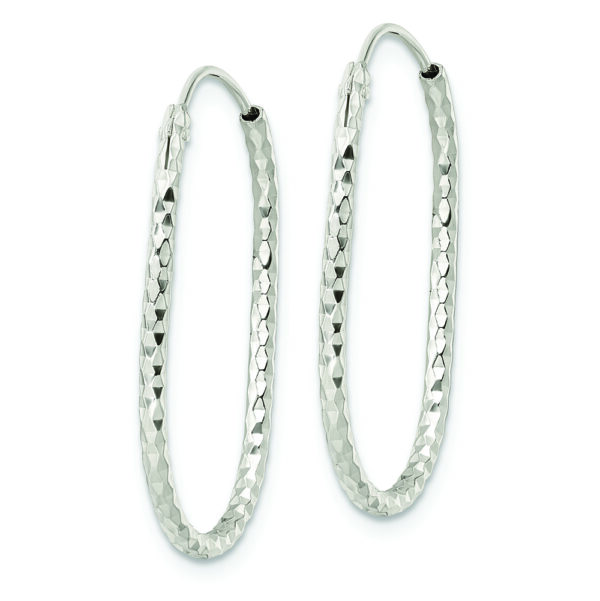Sterling Silver Polished & D/C Oblong Endless Hoop Earrings - Image 2