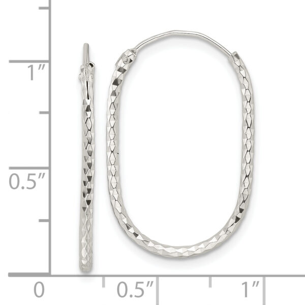 Sterling Silver Polished & D/C Oblong Endless Hoop Earrings - Image 3