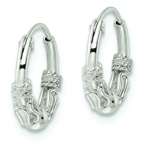 Sterling Silver Polished Beaded Circle Endless Hoop Earrings - Image 2