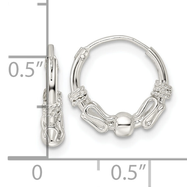 Sterling Silver Polished Beaded Circle Endless Hoop Earrings - Image 3