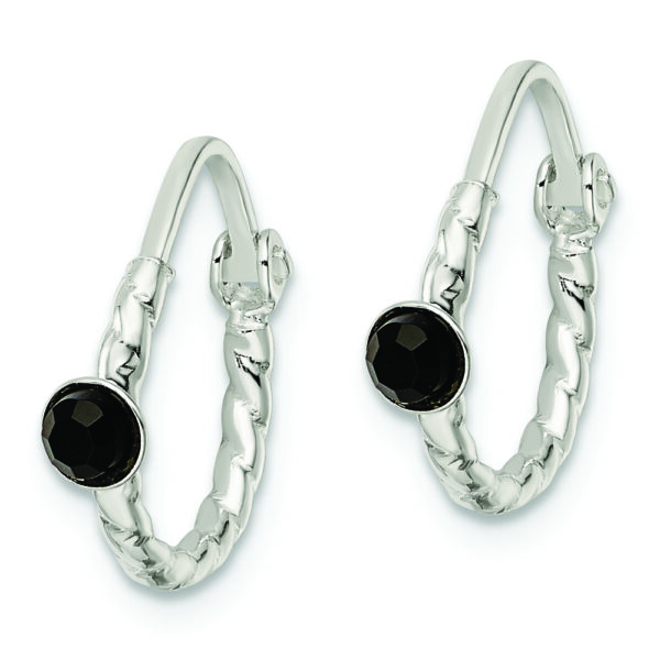 Sterling Silver Polished CZ Endless Hoop Earrings - Image 2