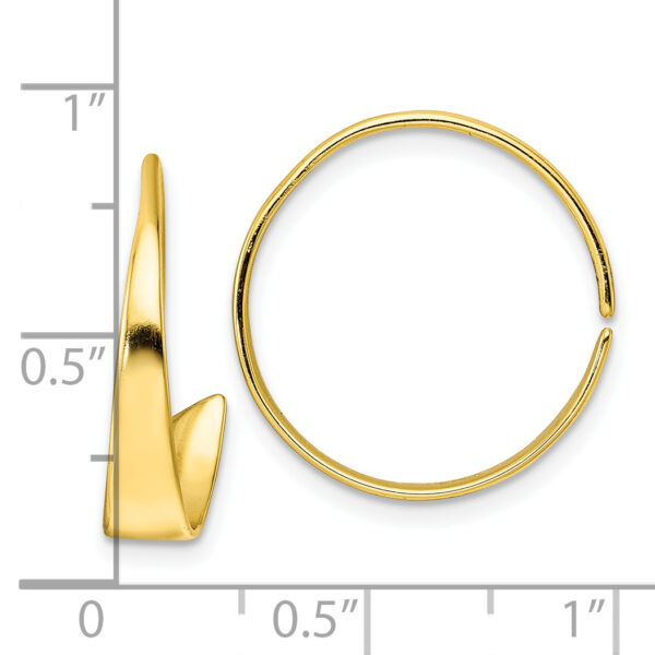 Sterling Silver Gold-tone Polished Flat Bar Hoop Threader Earrings - Image 3