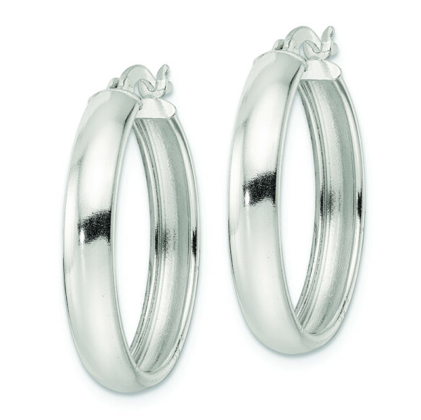 Sterling Silver Polished Hoop Earrings - Image 2