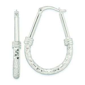 Sterling Silver Polished Fancy Oval Hoop Earrings