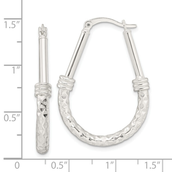 Sterling Silver Polished Fancy Oval Hoop Earrings - Image 3