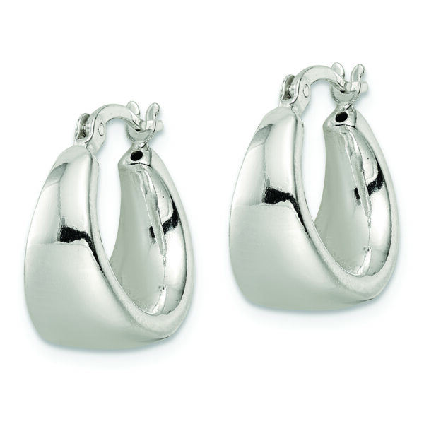 Sterling Silver Polished & Tapered Round Hoop Earrings - Image 2