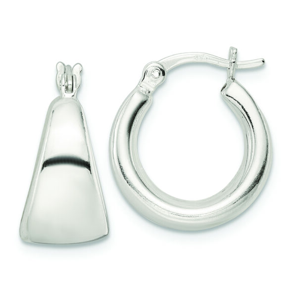 Sterling Silver Polished & Tapered Round Hoop Earrings