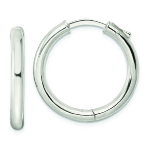 Sterling Silver Polished 3x25mm Hinged Tube Hoop Earrings