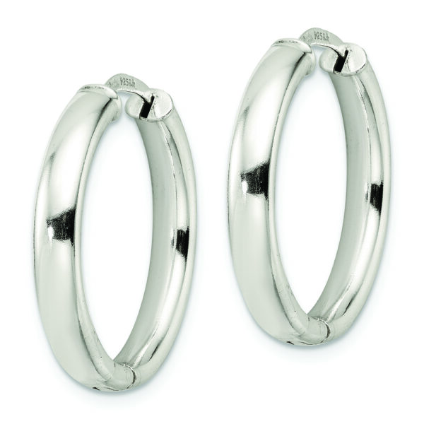 Sterling Silver Polished 3.5x25mm Hinged Tube Hoop Earrings - Image 2